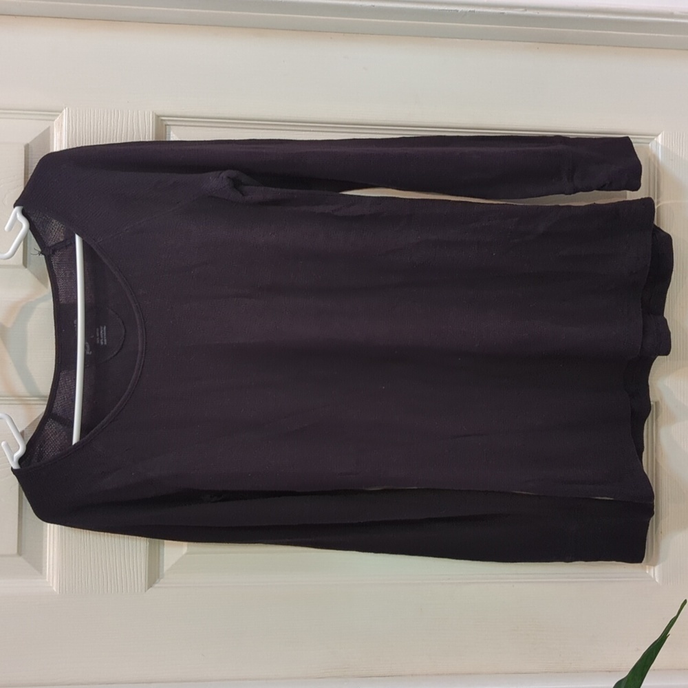 Arizona Jeans Women's Black Waffle Knit Long Sleeve Raglan Top Size Large